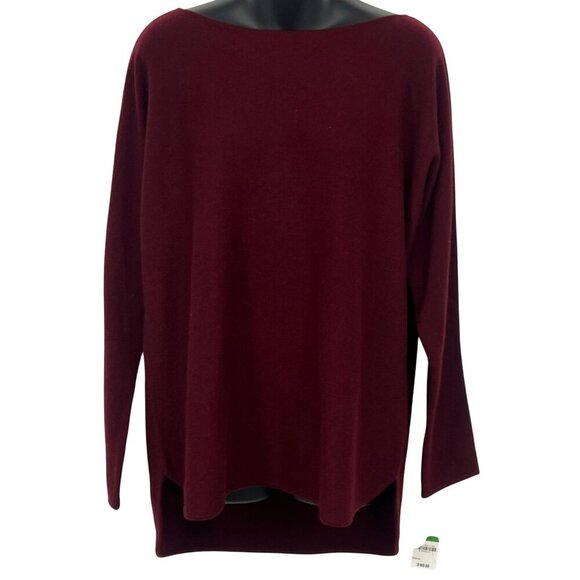 Charter Club Women Large L Luxury 100% Cashmere Burgundy Long-Sleeve Sweater New - Picture 1 of 7